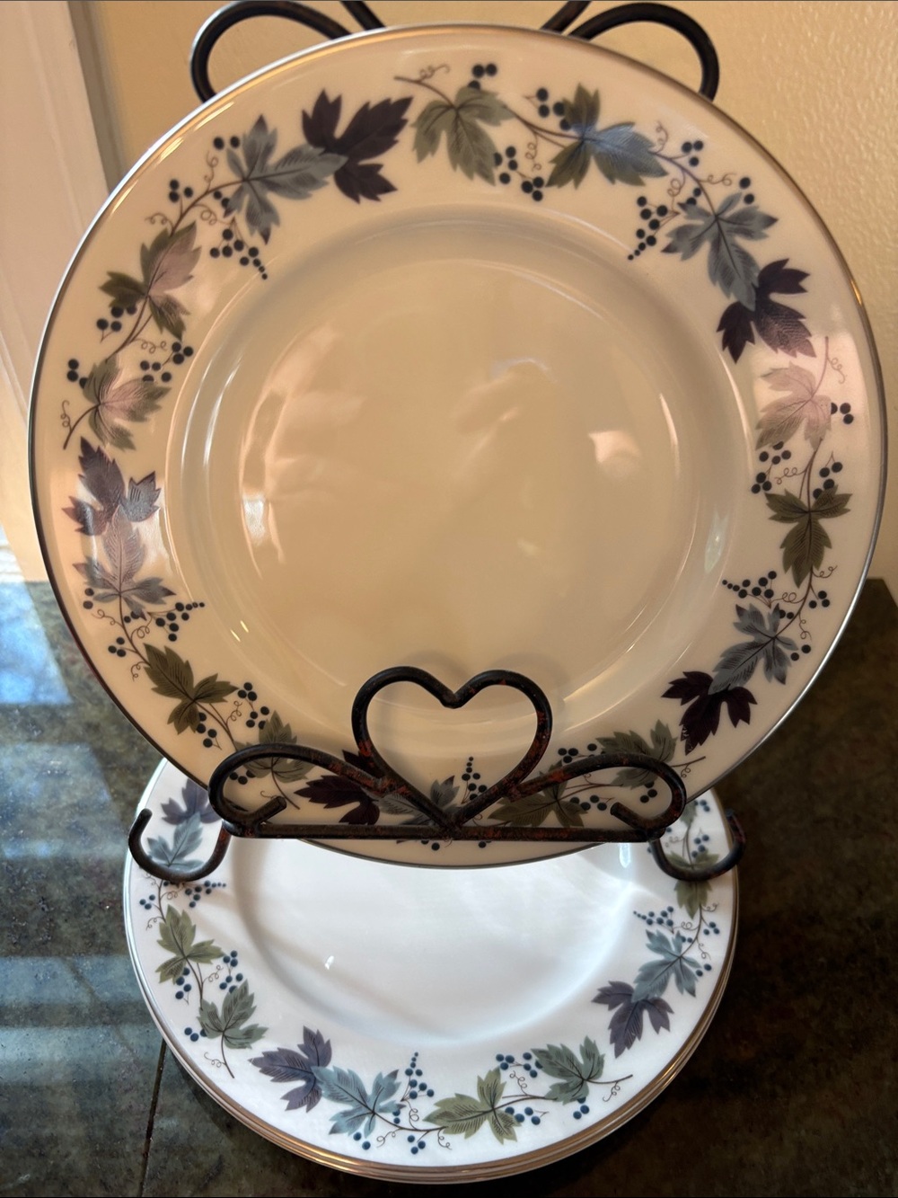 Royal Doulton Burgundy Salad Plates Set of 4 TC 1001 Vintage Fine China set 1